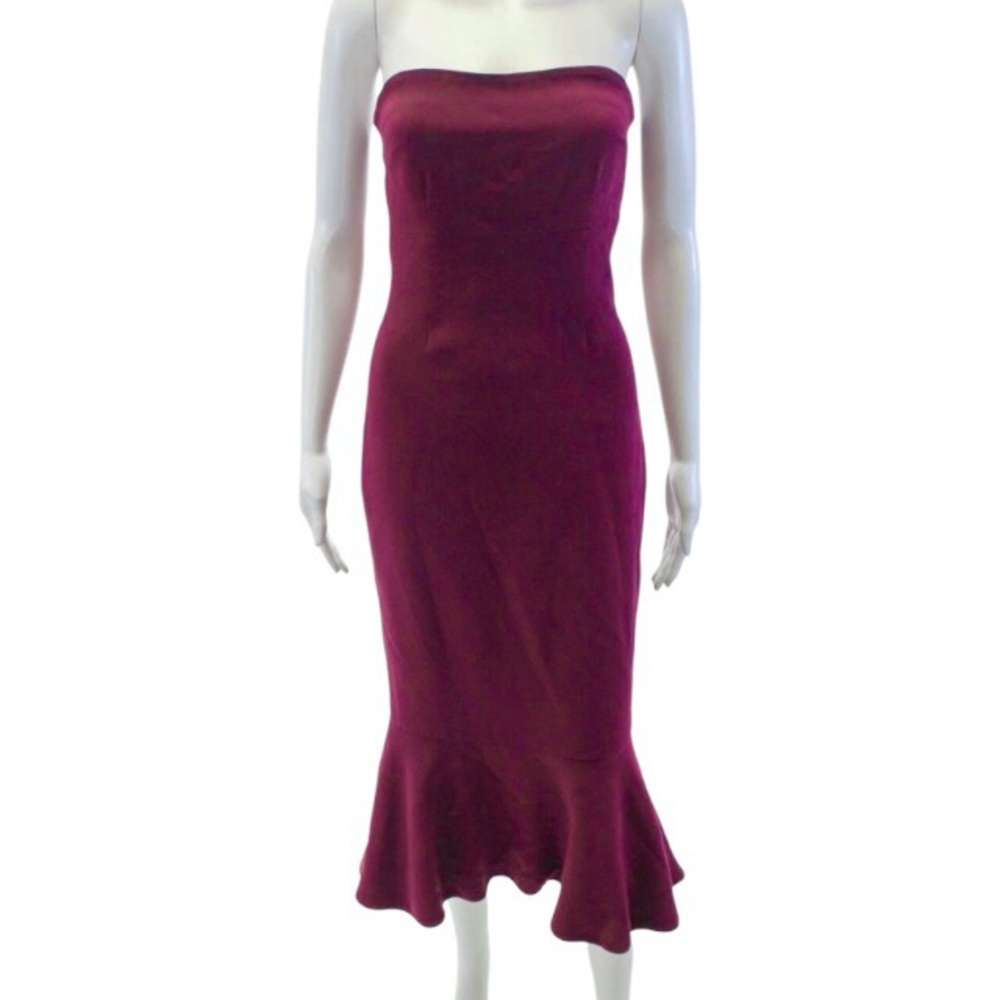 Cinq A Sept Luna Midi Dress Size 2 Dark Red Ruffle Hem